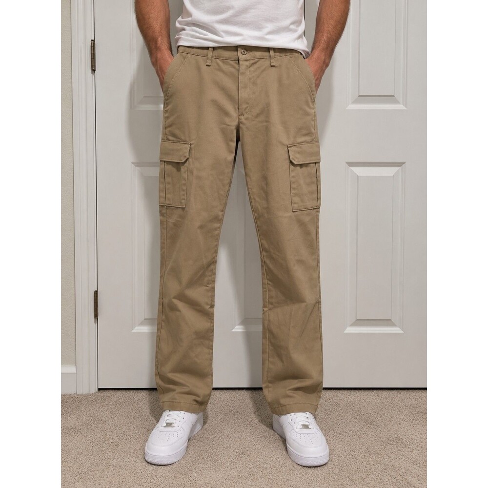 Red Kap Men's Khaki Twill Cargo Work Pants Size 34 Poly/Cotton PTB8KH0